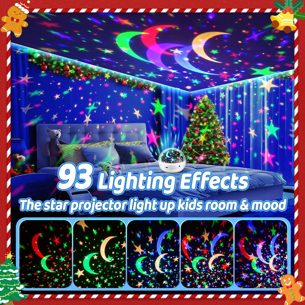 COOLNIGHT Boy Room Decor, 93 Lighting+3 Films Toddler Room Decor, Remote+Dimmable+360° Slient Nightlight for Baby Nursery, Starry Night…