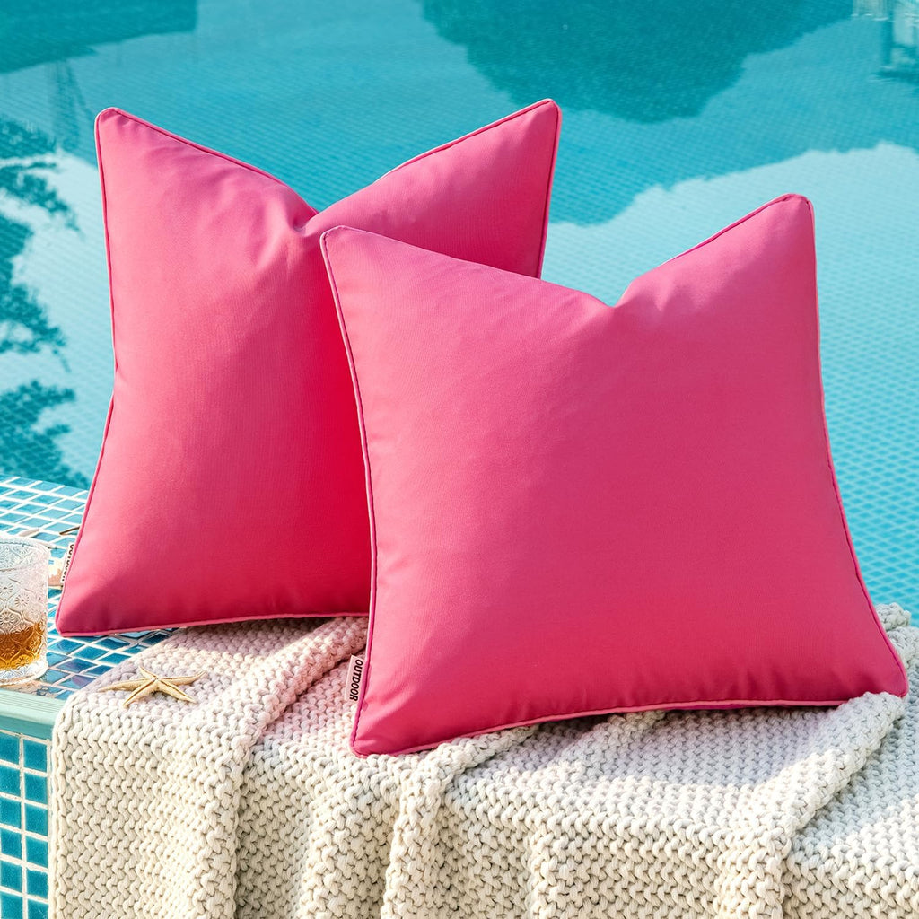 MIULEE Pack of 2 Outdoor Waterproof Throw Pillow Covers Decorative Outdoor Pillowcases Piping Edge Water Resistant Cushion Covers for…