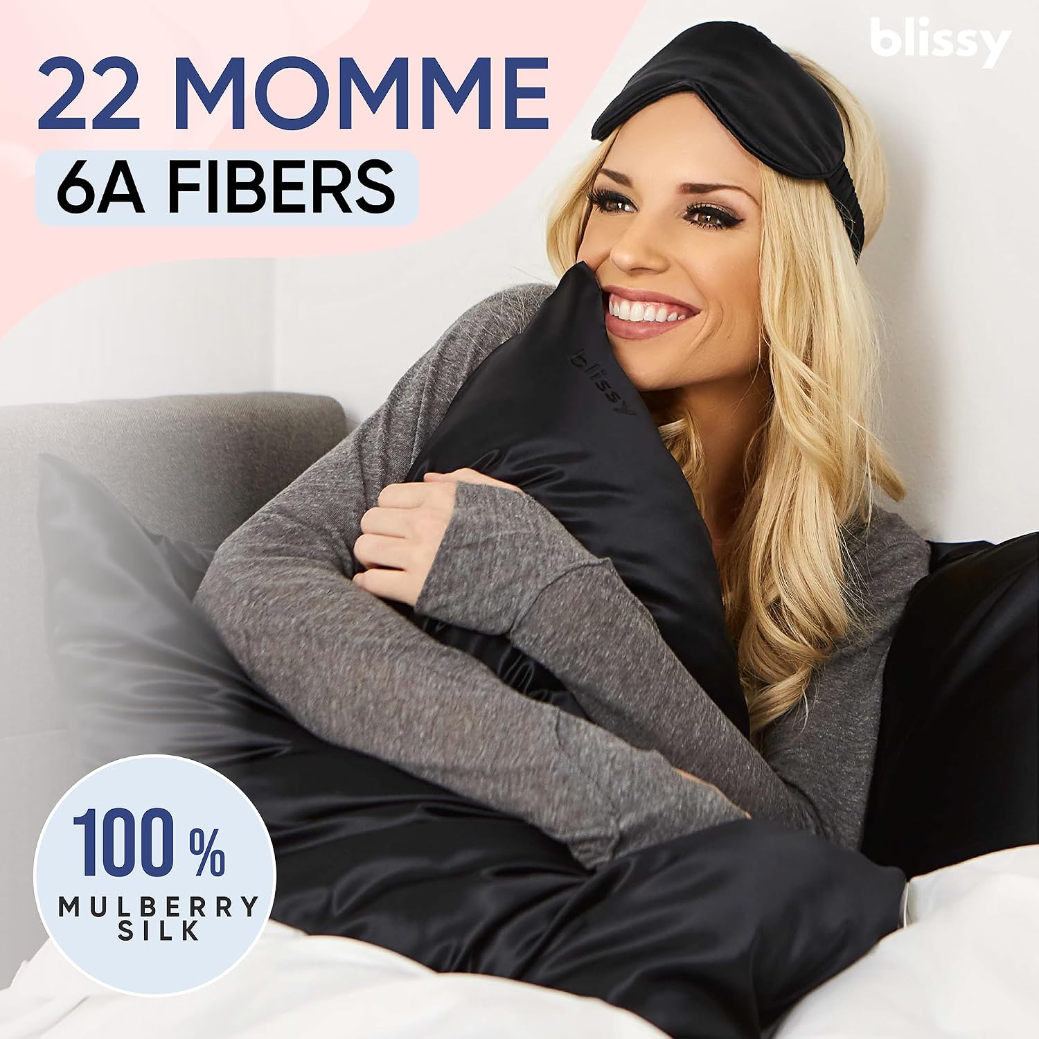 Blissy Silk Pillowcase - 100% Pure Mulberry Silk - 22 Momme 6A High-Grade Fibers - Silk Pillow Cover for Hair & Skin - Regular, Queen &…