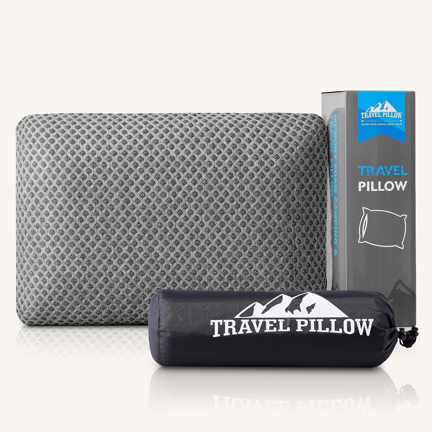 Peujew Travel Pillow Memory Foam Pillows, Camping Pillow-Compressible Medium Firm, Breathable Cover, Ideal Backpacking Hiking, Bed Pillows,…