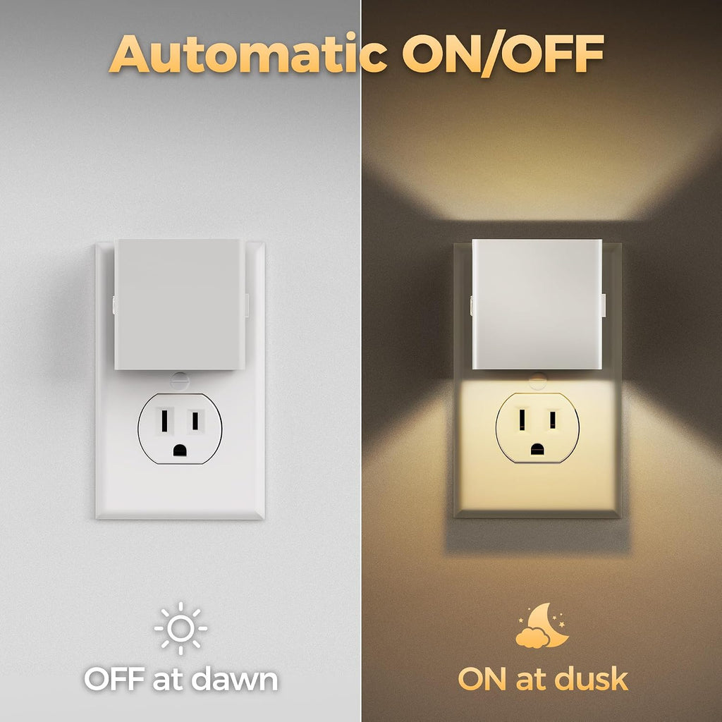 DORESshop LED Night Lights Plug into Wall [2 Pack], Plug in Nightlight, 3 Level Brightness Adjustable Night Light, Dusk to Dawn Sensor…
