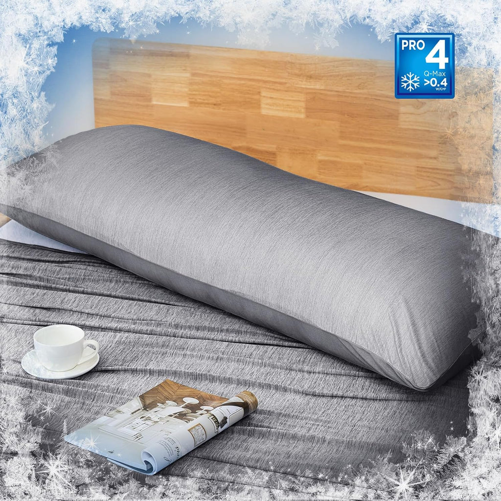 Homfine Cooling Pillowcase Body Size - Double Side Q-Max 0.439 Cooling Fiber for Pillow Protector, Long Cold Pillow Cover for Hot Sleeper N…