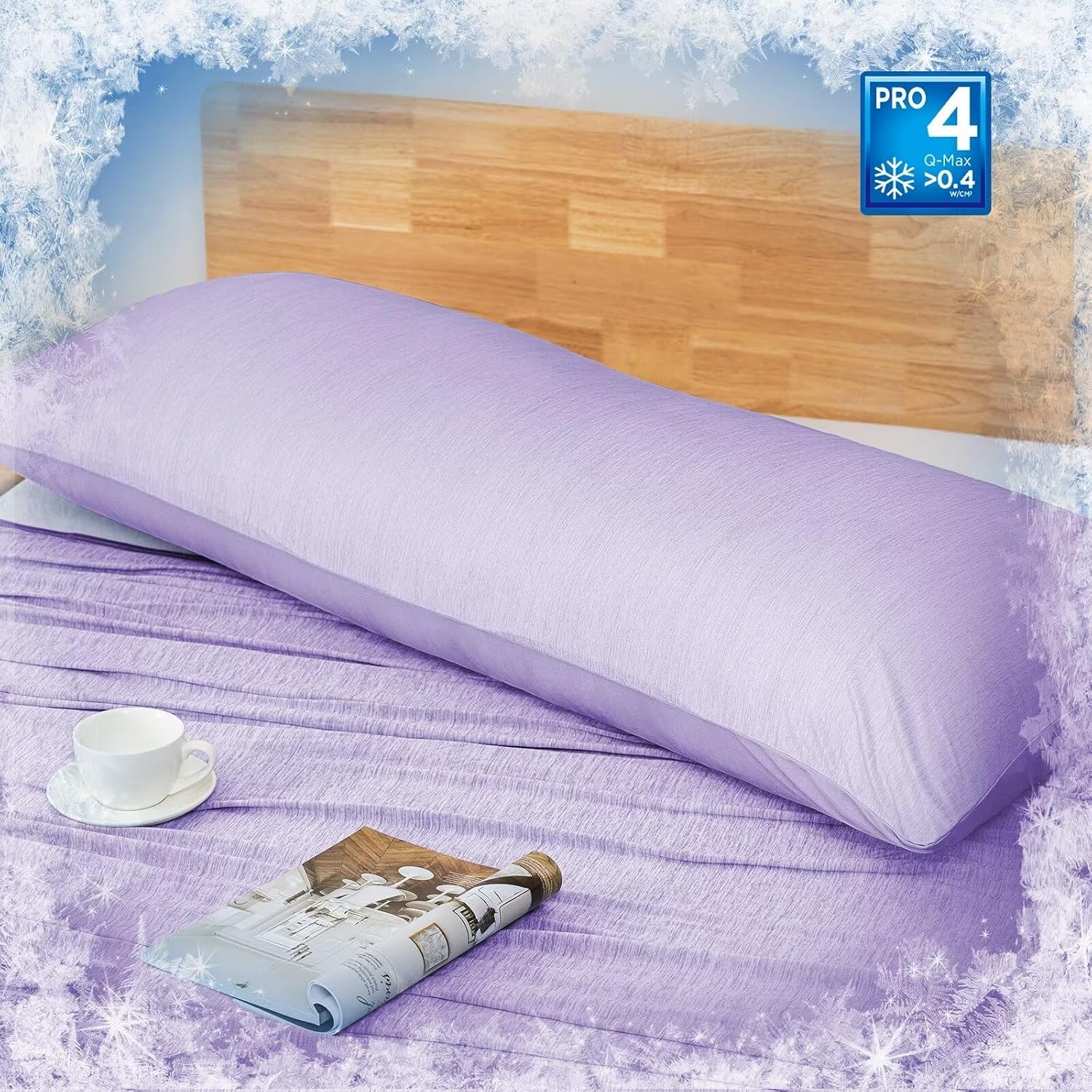 Homfine Cooling Pillowcase Body Size - Double Side Q-Max 0.439 Cooling Fiber for Pillow Protector, Breathable Long Cold Pillow Cover for Ho…