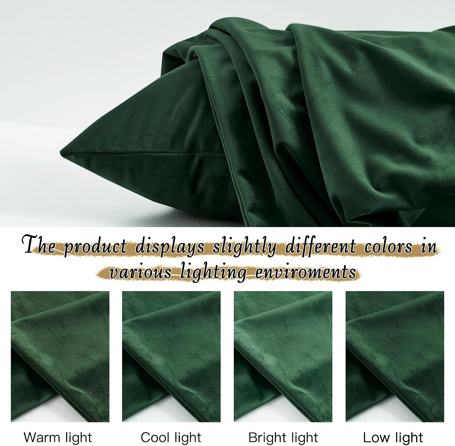 StangH Christmas Pillowcase for Decor, Velvet Pillow Covers with Zipper Closure, Soft Cozy Feeling for Sleeping, Queen Size (Dark Green, 20…