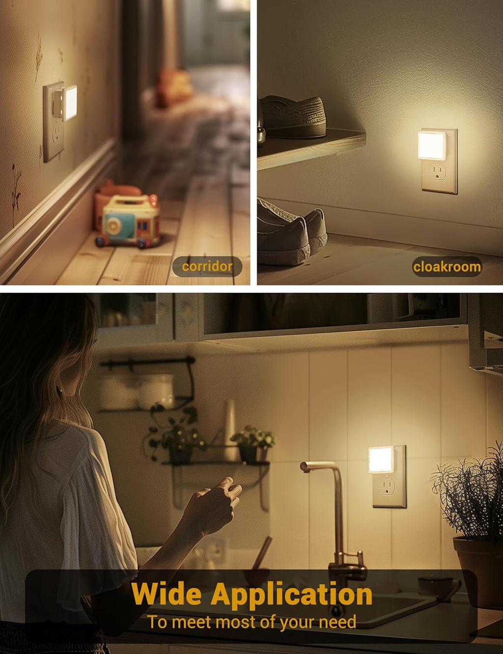 JandCase Night Lights Plug into Wall 2 Pack, Plug in Night Light with Dusk-to-Dawn Light Sensor, 3000K Soft White 0.3W, LED Nightlight…