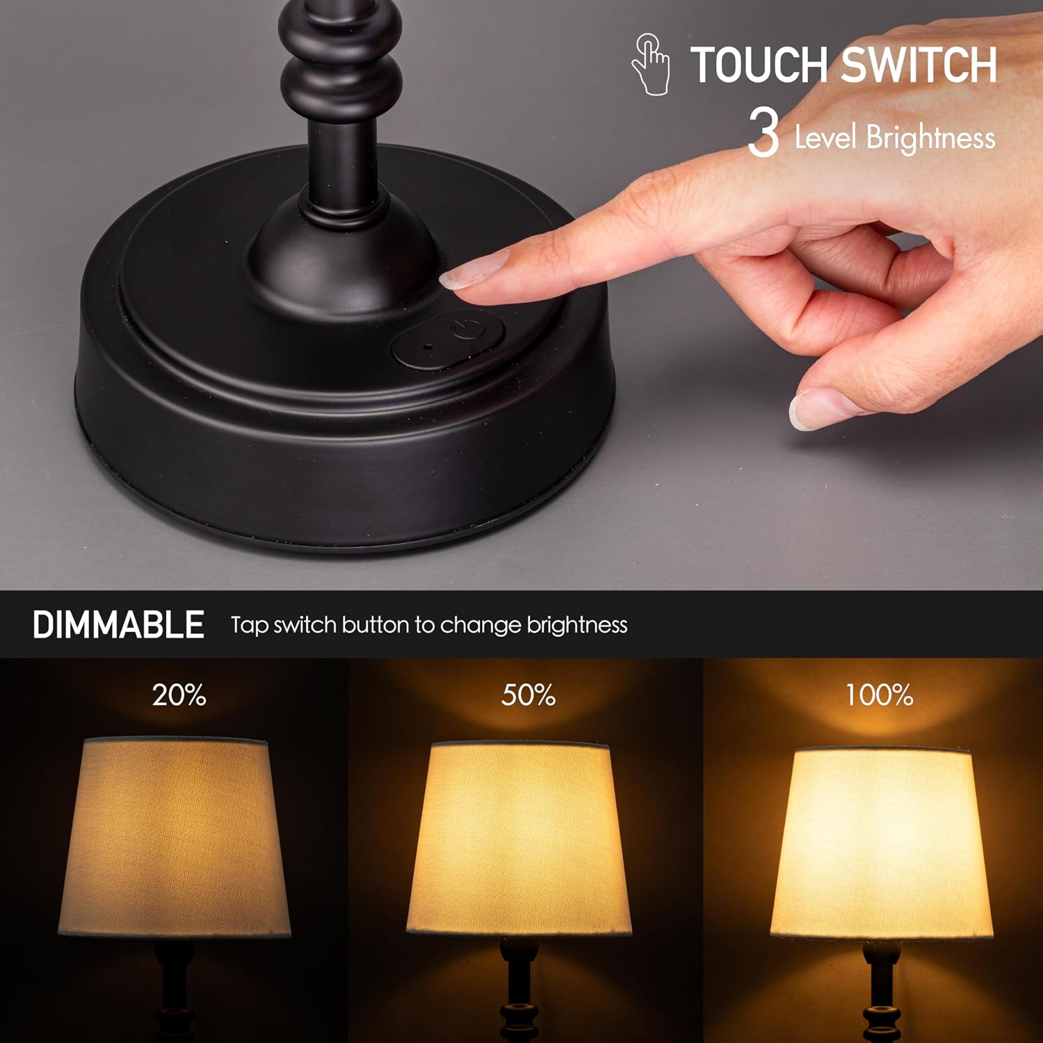 O’Bright Seraph mini – Cordless LED Table Lamp with Dimmer (Oil Rubbed Bronze)