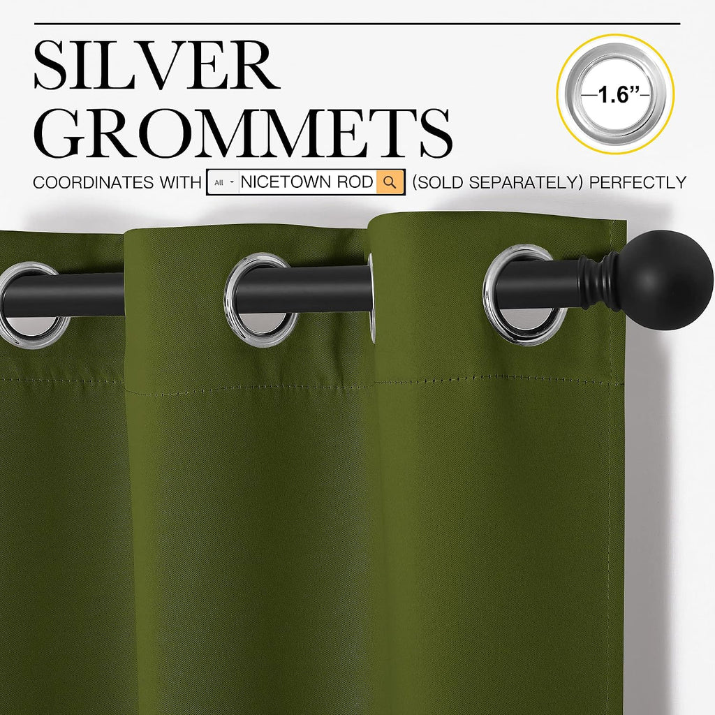 NICETOWN Window Curtain Panels, Christmas Window Decoration Thermal Insulated Solid Grommet Blackout Draperies/Drapes (One Pair, 34 by…