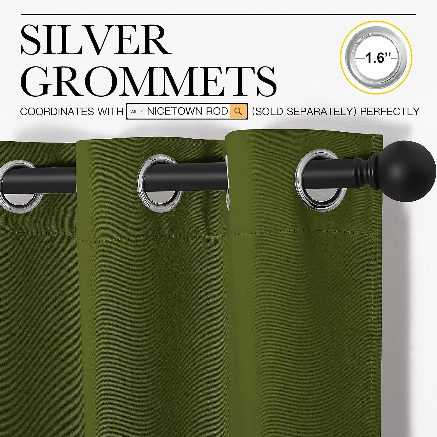 NICETOWN Window Curtain Panels, Christmas Window Decoration Thermal Insulated Solid Grommet Blackout Draperies/Drapes (One Pair, 34 by…