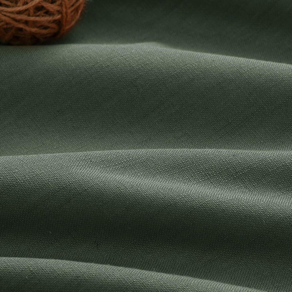 Nanspring Olive Green 100% Blackout Linen Curtains 96 Inches Long for Bedroom Back Tab Thermal Insulated Modern Farmhouse Decor Curtain for…