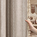 XOGUIBO Brown Boho Blackout Curtains 2 Panels 84 Inch for Living Room Bedroom, Warm Taupe Linen Texture Farmhouse Curtains with Tass…