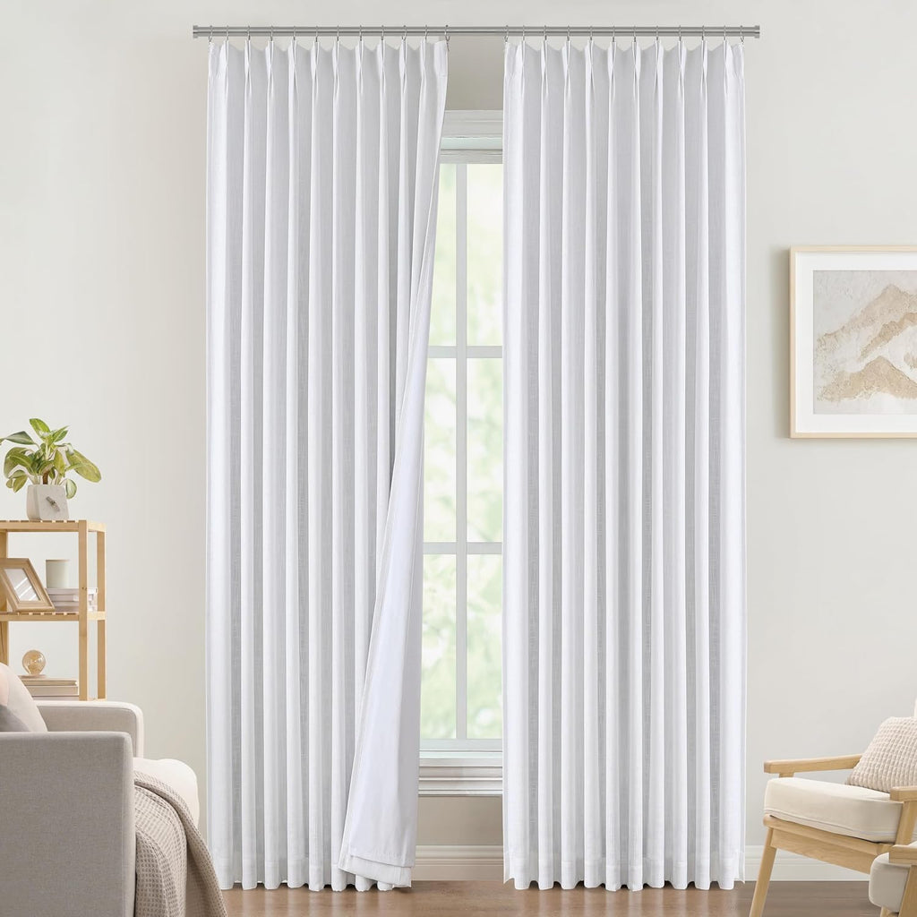 VisionHome Vision Home White Pinch Pleated Full Blackout Curtains Thermal Insulated Window Curtains 120 inch for Living Room Bedroom Room D…