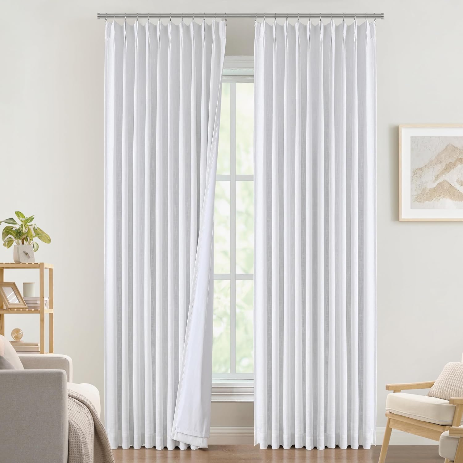 VisionHome Vision Home White Pinch Pleated Full Blackout Curtains Thermal Insulated Window Curtains 120 inch for Living Room Bedroom Room D…