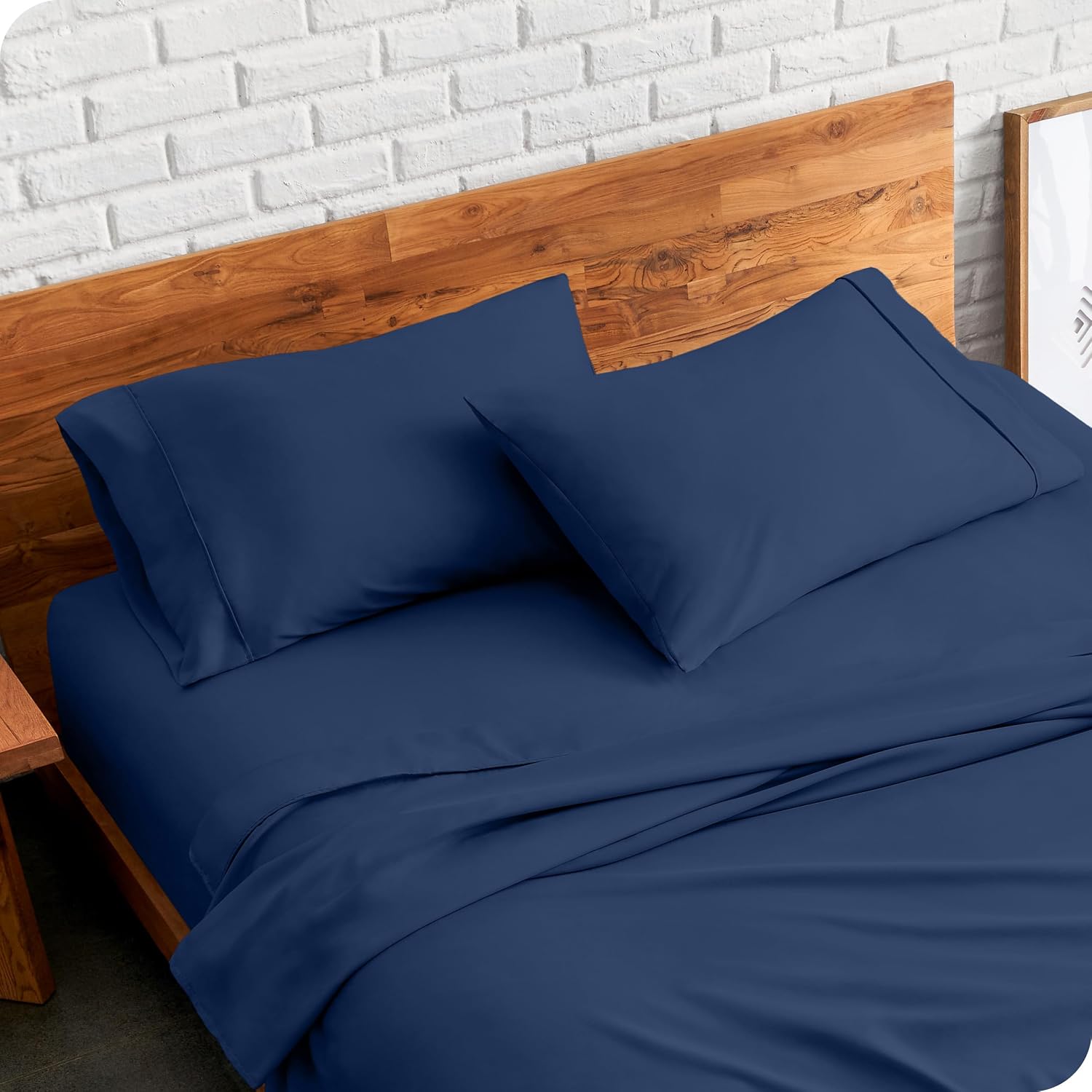 BareHome Bare Home Microfiber Pillow Cases - King Size Set of Two - Cooling Pillowcases - Double Brushed - Dark Blue Pillowcases 2 Pack - E…