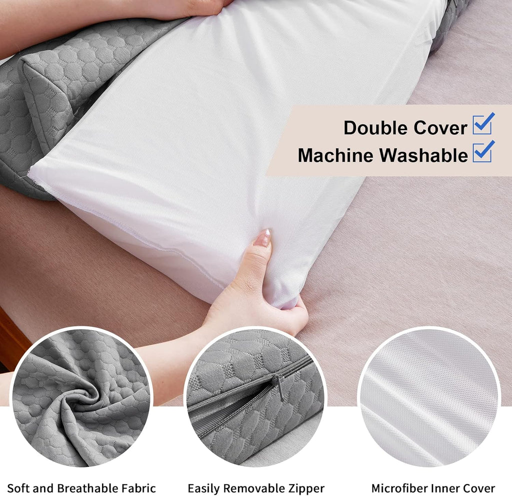 EUHAMS Queen Size Bed Wedge Pillow - Bed Gap Filler Mattress Wedge Headboard Pillow Close The Gap 0-7" Between Your Headboard and…