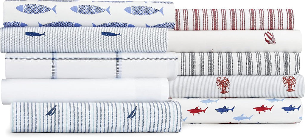 Nautica – Twin XL Size Sheet Set, Crisp Cotton Percale Bedding with Matching Pillowcase, Lightweight & Breathable Bed Sheets, Deep Pocket,…