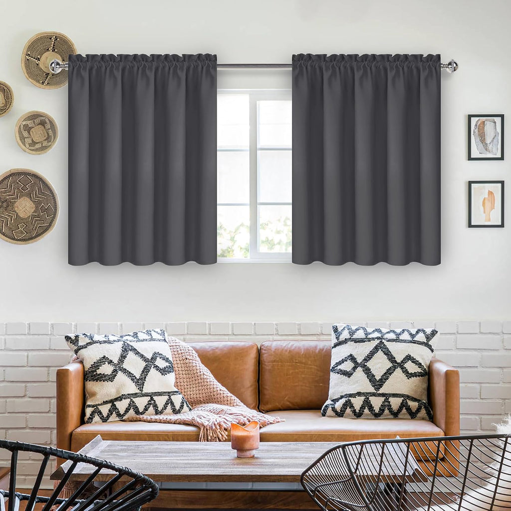 DWCN Short Blackout Curtains 36 inches Length 2 Panels Set, Half Window Rod Pocket Privacy Curtain Tiers for Kitchen, Room Darkening…