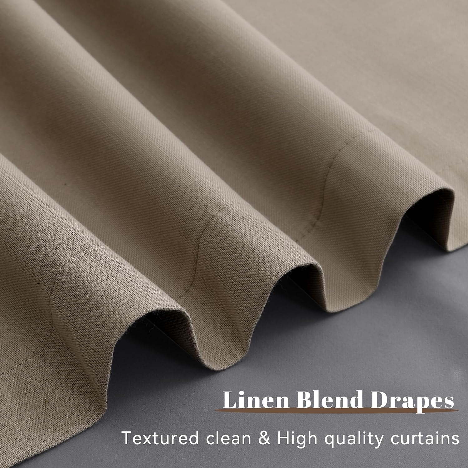 Guken Light Camel Linen 100% Blackout Curtains 108 Inches Long 2 Panels for Patio Curtains for Sliding Door Farmhouse Light Blocking Therma…