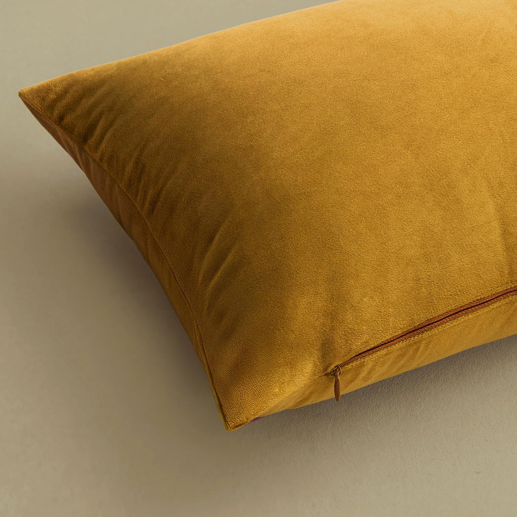 Miulee 24x24 Inch Euro Sham Velvet Pillow Covers, Set of 2 Large Square Spring Decorative Pillows -Mustard Yellow Super Soft for King Bed,…