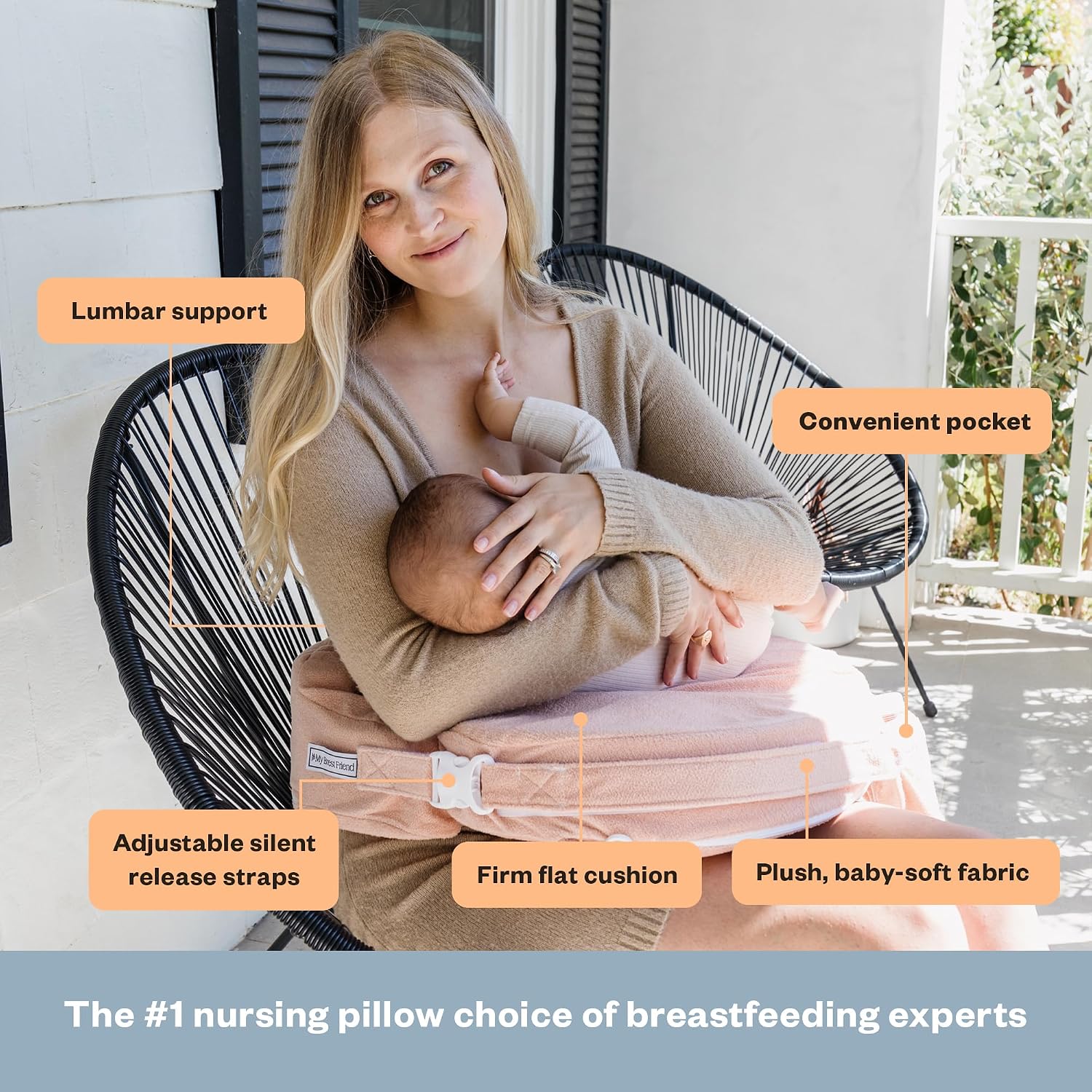 My Brest Friend Nursing Pillow - Deluxe - Enhanced Comfort w/ Slipcover - Ergonomic Breastfeeding Pillow For Ultimate Support For Mom &…