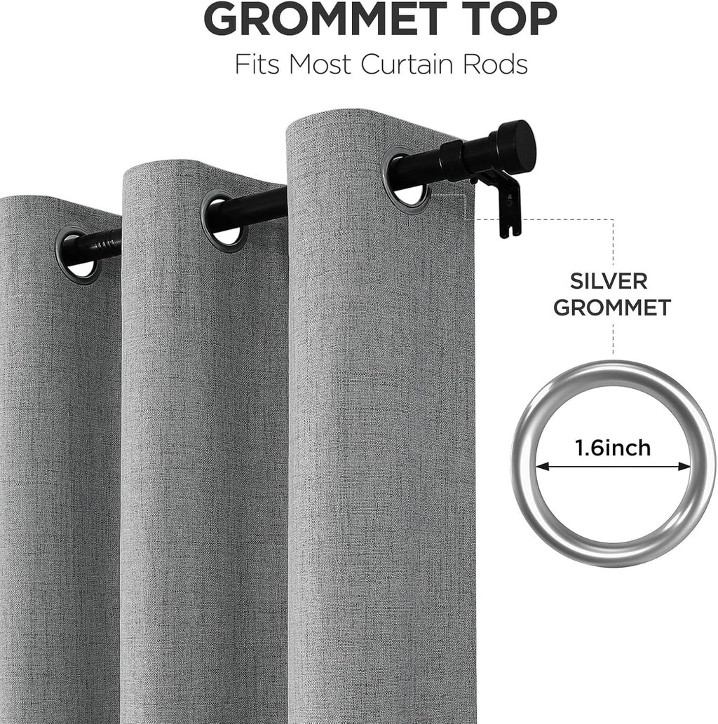 Joydeco Light Grey Blackout Curtains 84 Inches Long, Curtains 84 Inch Length 1 Panel for Bedroom, Thermal Insulated Linen Black Out…