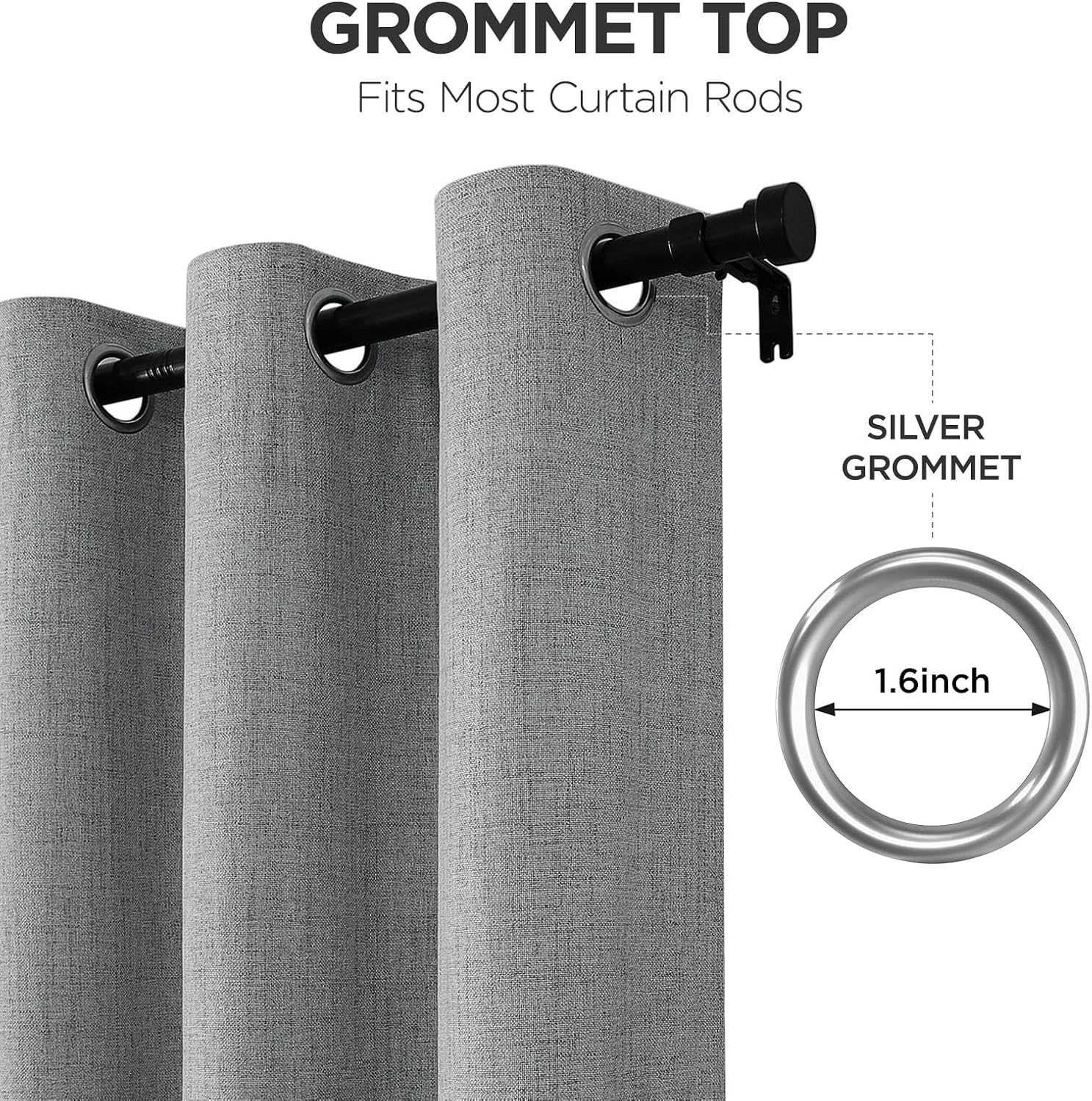 Joydeco Light Grey Blackout Curtains 90 Inches Long, Curtains 90 Inch Length 1 Panel for Bedroom, Thermal Insulated Linen Black Out…
