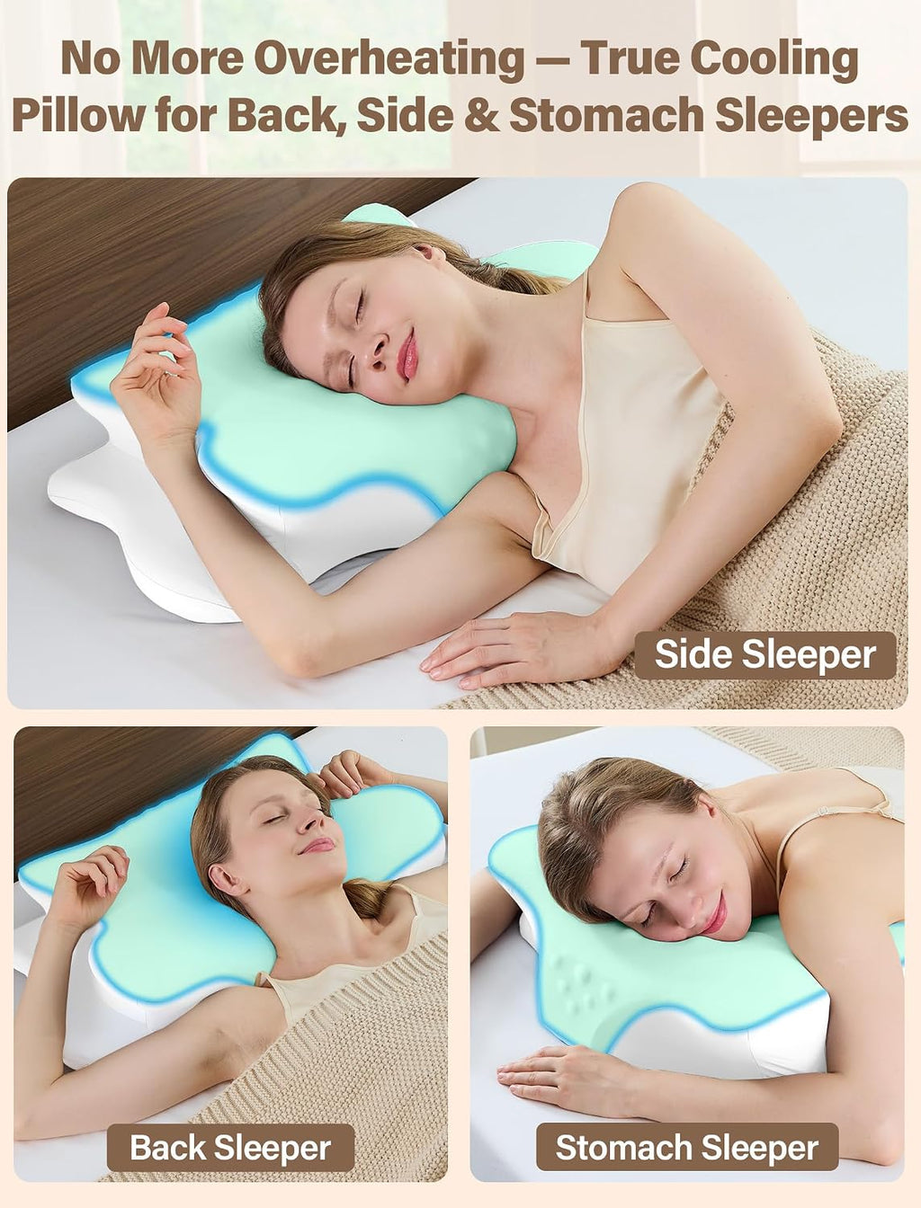 Vjasd Cervical Neck Pillow for – Ergonomic Memory Foam Pillow for Side Sleeper Contour Orthopedic Bed Pillow for Neck Support with Cooling…