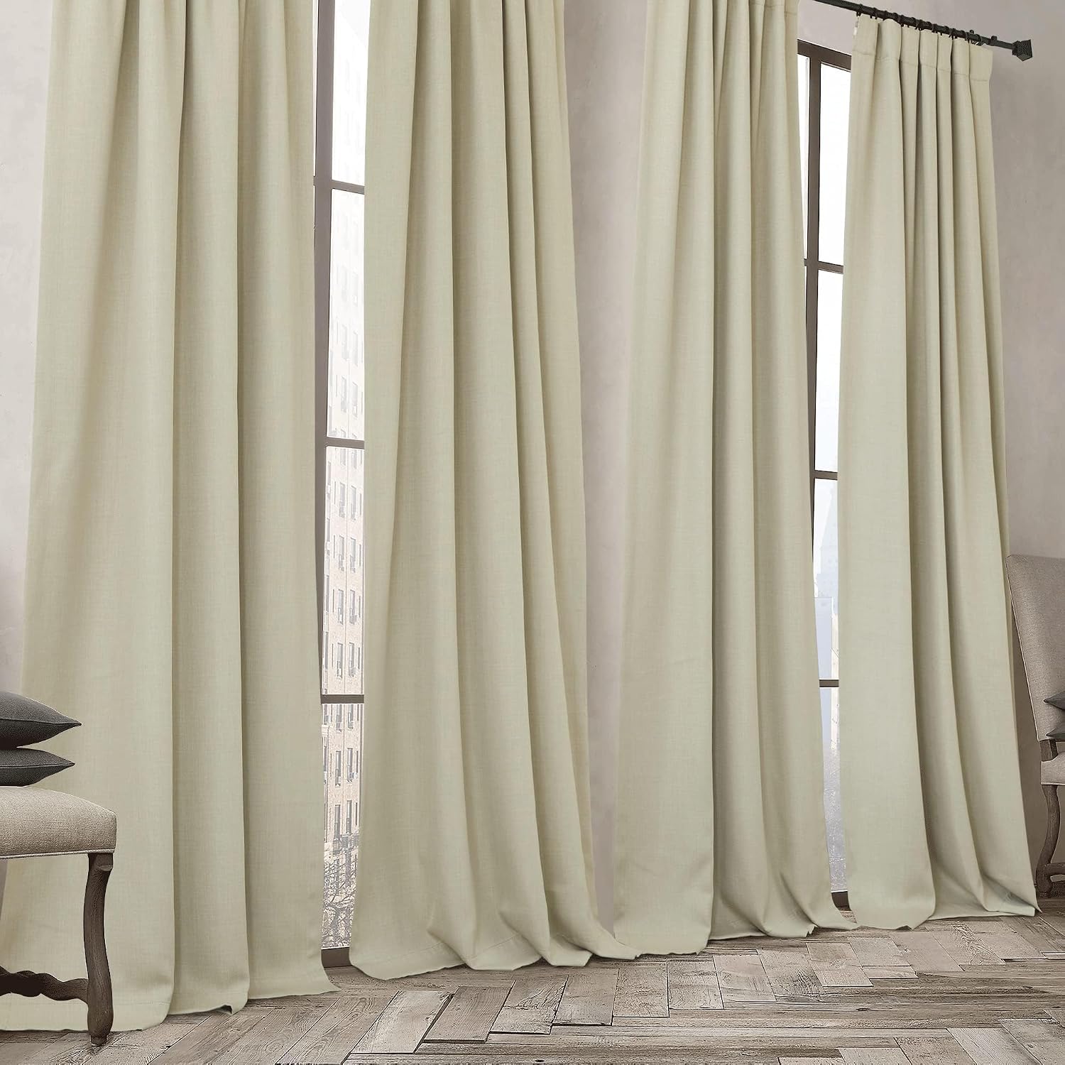 Nicetown Room Darkening Bedroom Curtains 84 inches Long, Pinch Pleated Curtains Faux Linen Blend Light Blocking Noise Canceling Thermal Dra…