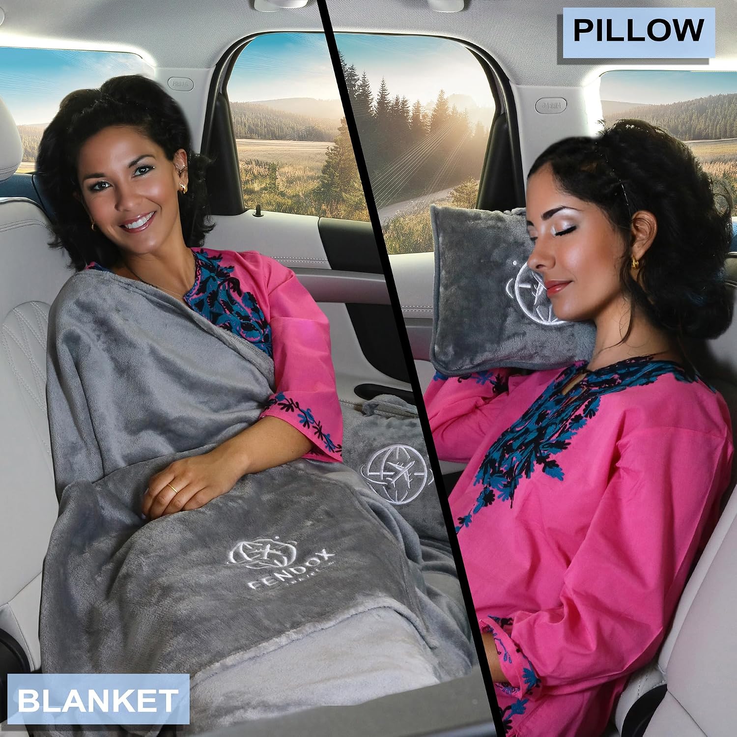 2-in-1 Travel Blanket and Pillow – Lightweight, Compact, Ultra Soft, Machine Washable – Handle, Luggage Sleeve, Backpack Clip – for…
