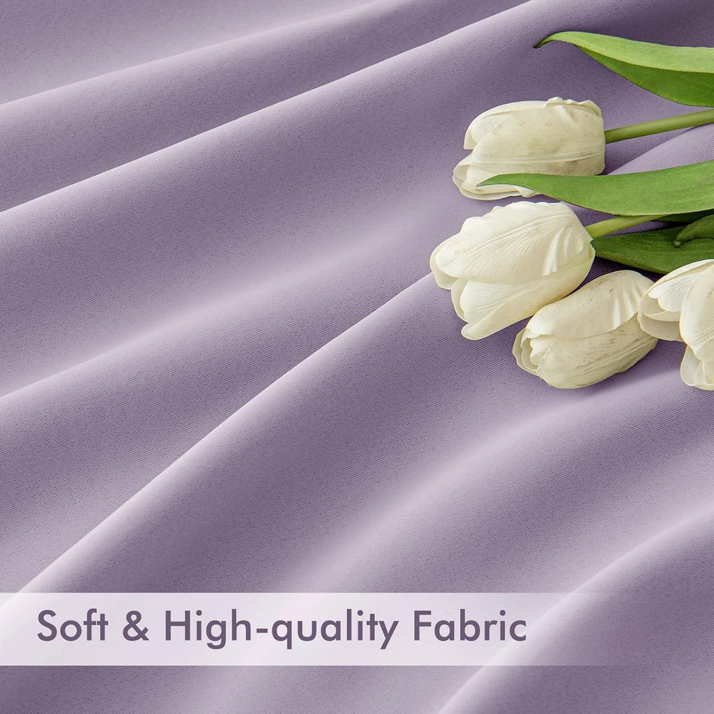 Miulee Lilac Back Tab Blackout Curtains 102 Inch Long 2 Panels Set for Bedroom, Rod Pocket/Pinch Pleated Thermal Insulated Living Room Dark…
