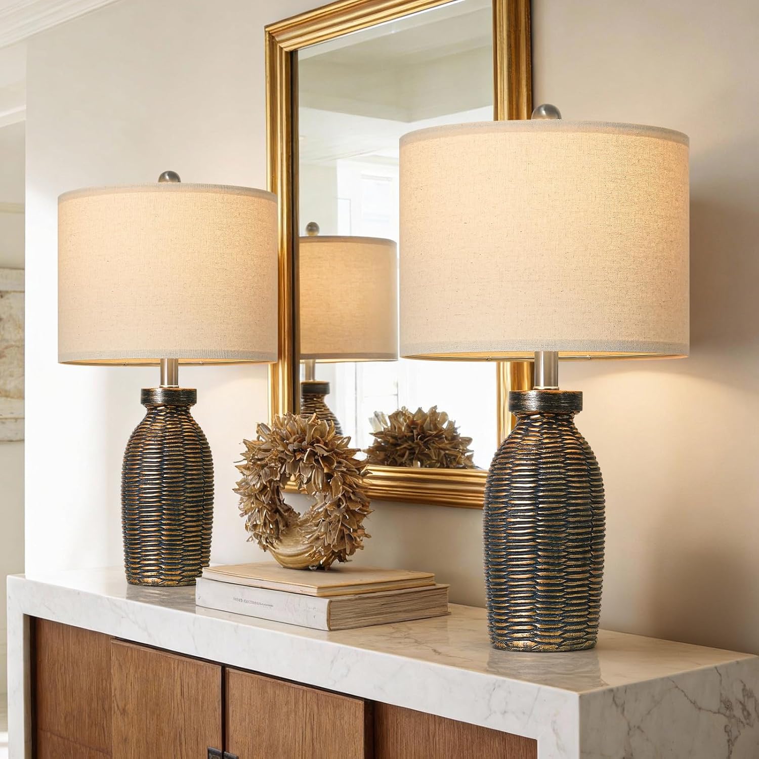 22.75" Table Lamps for Living Room Small Lamps for Bedroom Bedside Lamps Set of 2 Boho Lamps for Night Stands Nightstand Lamp Farmhouse…