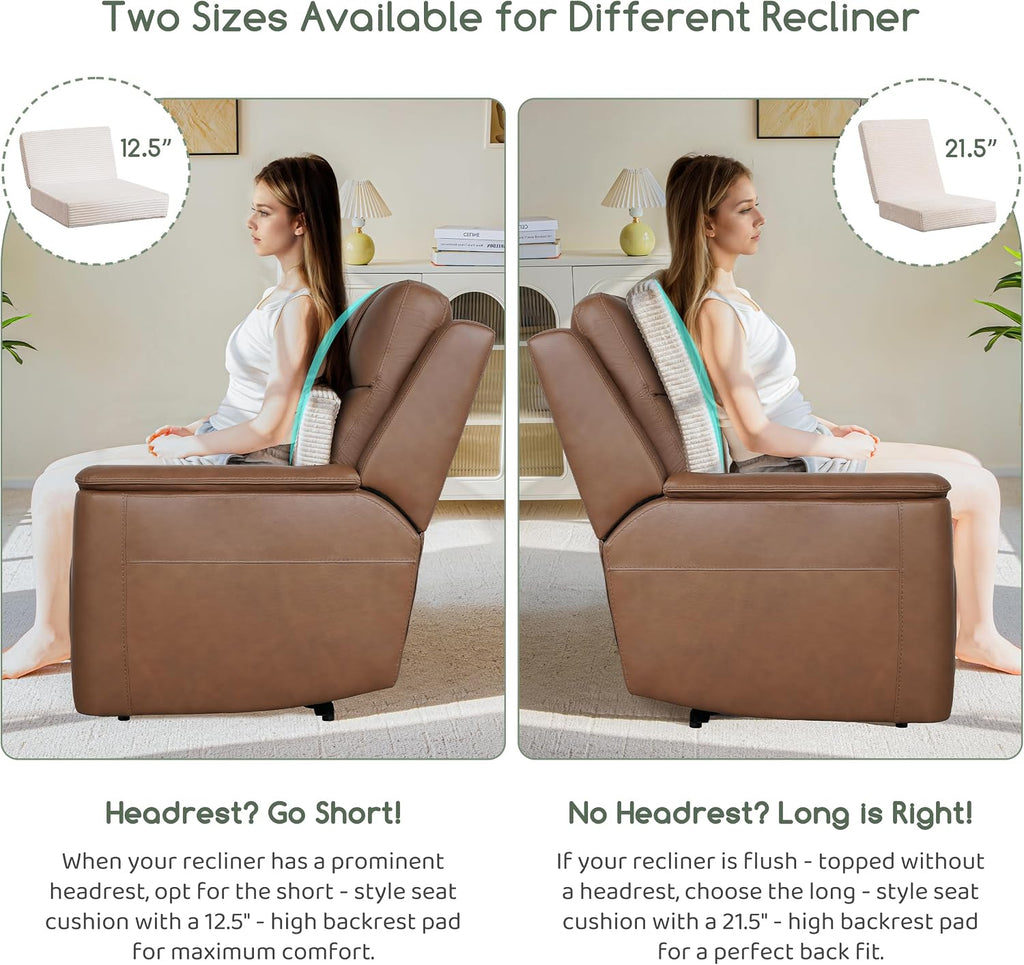HIGOGOGO Corduroy Recliner Chair Cushion with Lumbar Support Pillow Soft Non-Slip 4" Thick Seat Pad Prevent Buttocks & Back Pain in…