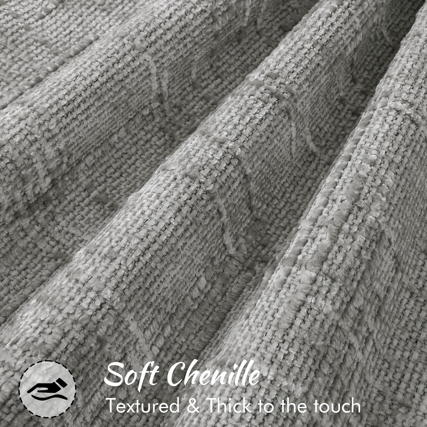 decorUhome Chenille Throw Pillow Covers 18x18 Set of 2, Soft Textured Slubby Modern Decorative Pillow Covers with Elegant Design for Couch,…