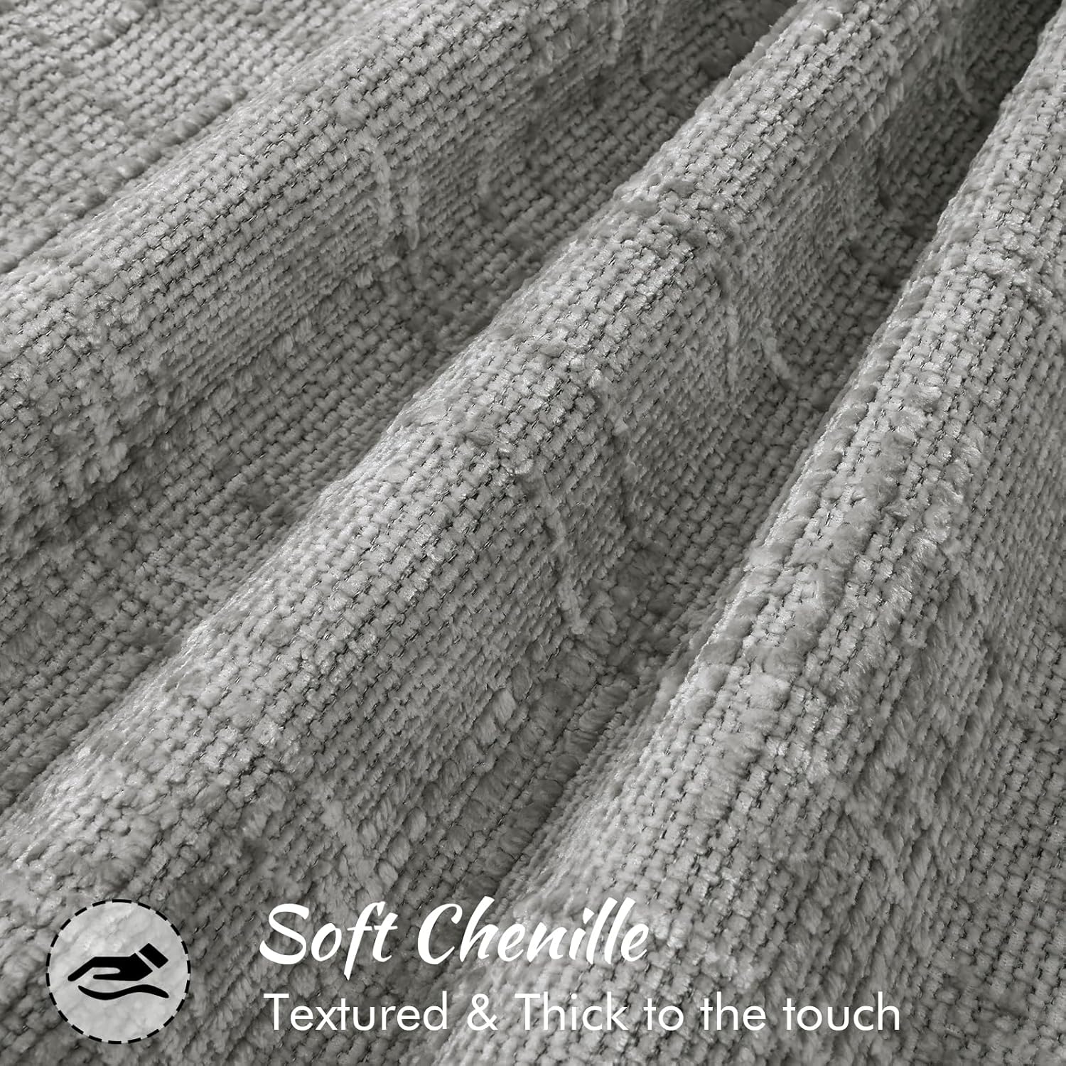 decorUhome Chenille Throw Pillow Covers 20x20 Set of 2, Soft Textured Slubby Modern Decorative Pillow Covers with Elegant Design for Couch,…