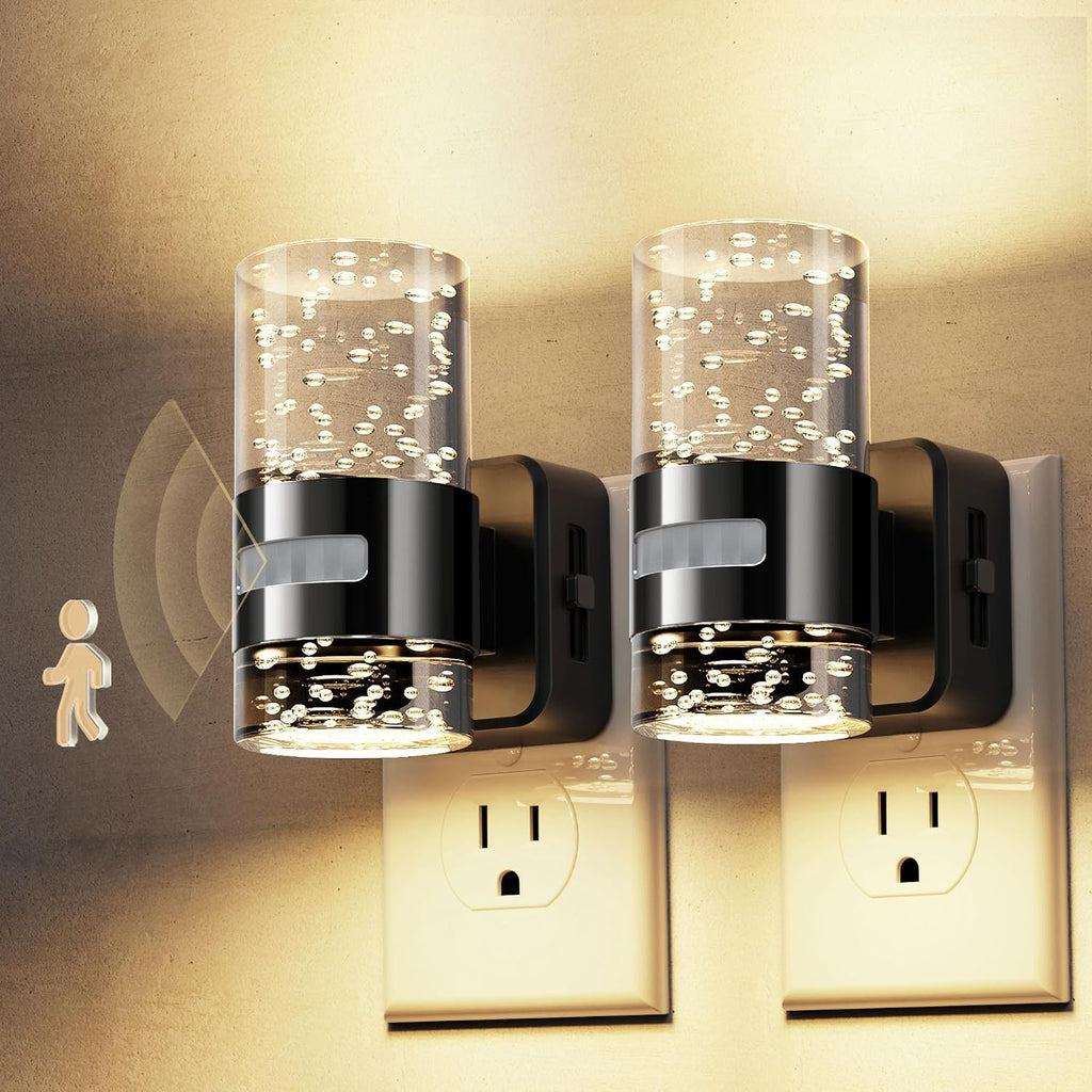 L LOHAS LED Motion Sensor Night Light, Dimmable Night Lights Plug into Wall, 2 Pack 3000K Night-Lights with 0-100 LM Adjustable, Acrylic…
