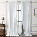 Guken White Linen 100% Blackout Curtains 90 Inch Length 2 Panels Set Modern Textured Back Tab Black Out Thermal Insulated Room Divider Soun…
