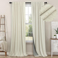 Pitalk Cream Beige Blackout Curtains 90 Inches Long Thick Linen Patio Curtains for Sliding Glass Doors Cute Black Out Curtain for Nursery B…