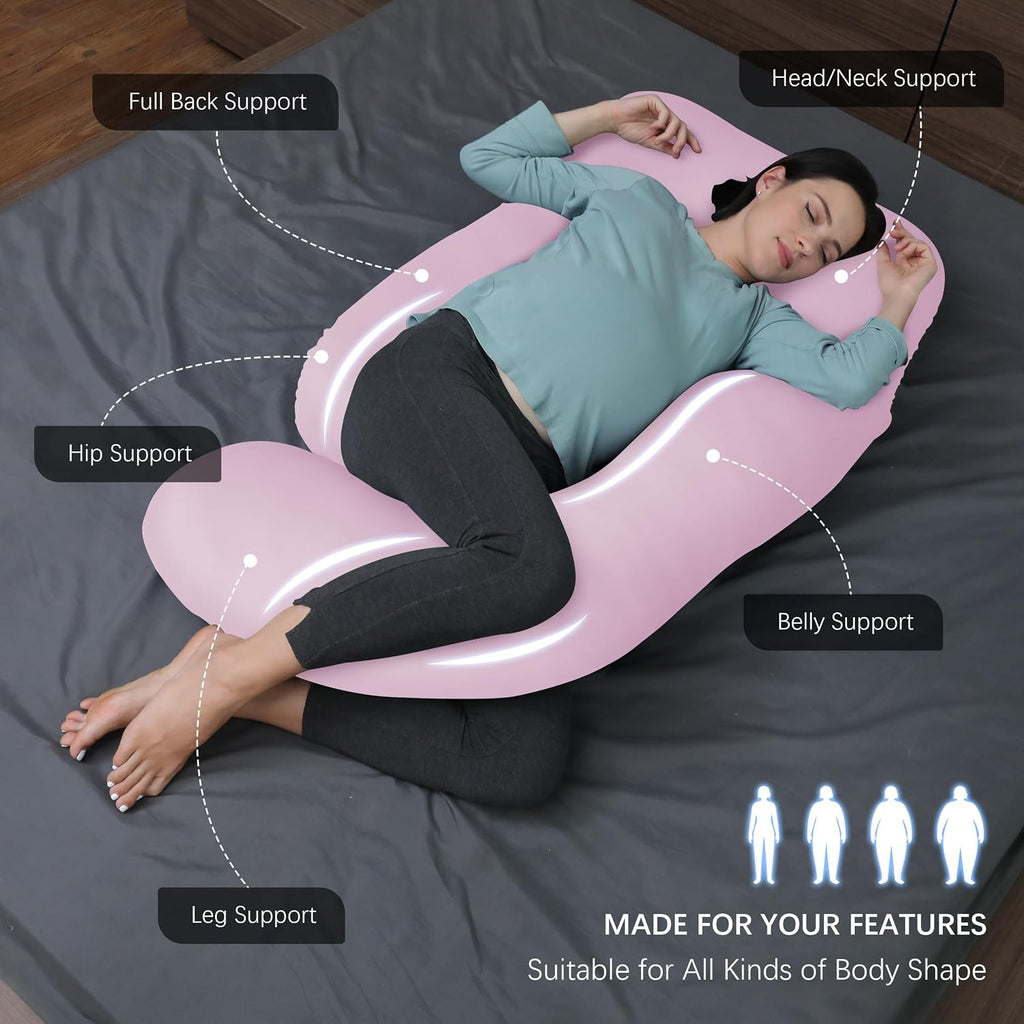 Moonpark MOON PARK Pregnancy Pillows for Sleeping - U Shaped Full Body Maternity Pillow with Removable Cover - Support for Back, Legs, Bell…