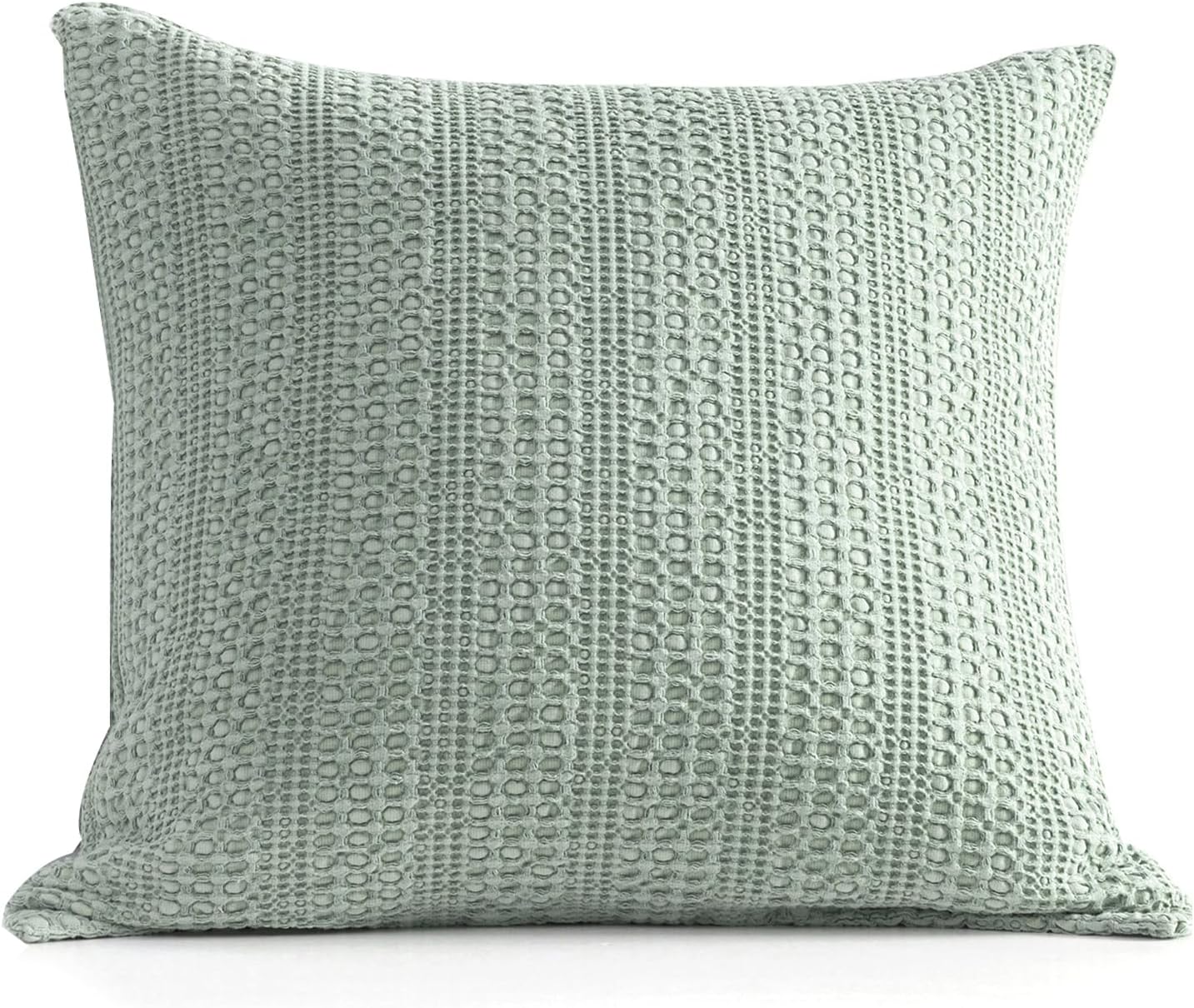 Cocoploceus 1pc Sage Green Pillow Cover 18x18 Boho Throw Pillow Covers Decorative Pillow Shams Stone Washed Cotton Pillowcase for Couch Sof…