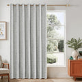Beauoop Grey Floral Jacquard Blackout Curtains 84 Inches Long for Patio Sliding Door Extra Wide Chenille Flower Divider Room Darkening…