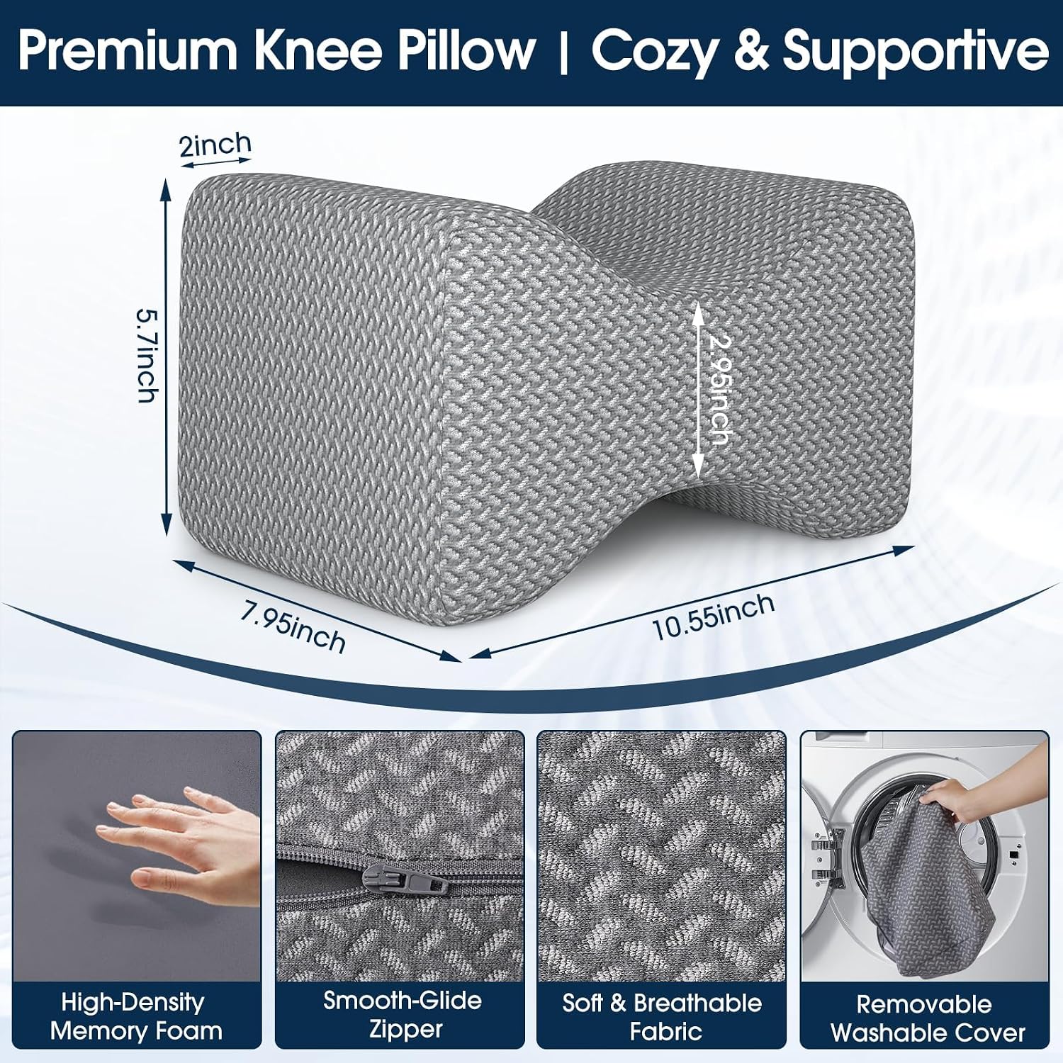 BlissTrends Memory Foam Knee Pillow, Knee Pillow for Side Sleepers, Leg Pillows for Sleeping Blood Circulation, Elevation Pillow for…