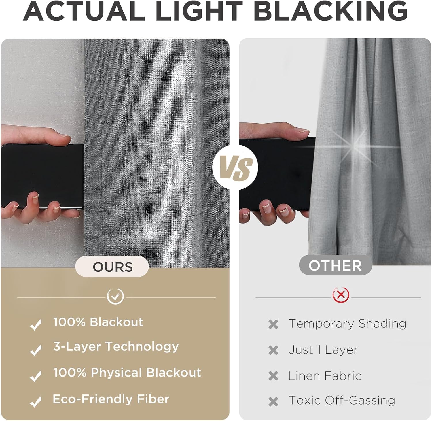Joydeco Light Grey Blackout Curtains 84 Inches Long, Curtains 84 Inch Length 1 Panel for Bedroom, Thermal Insulated Linen Black Out…