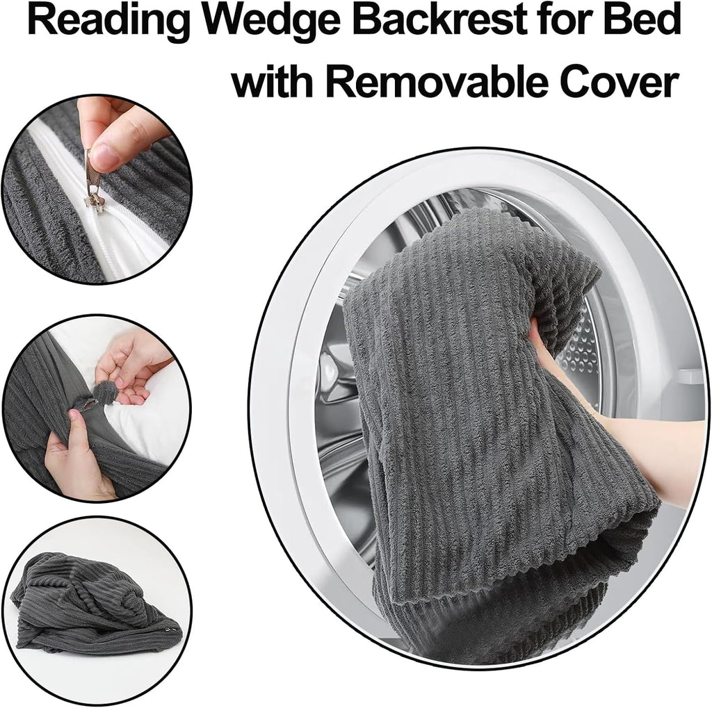 Headboard Pillow King, Large Triangular Wedge Cushion with Neck Roll Pillow for Reading Sitting Working, Backrest Positioning Support…