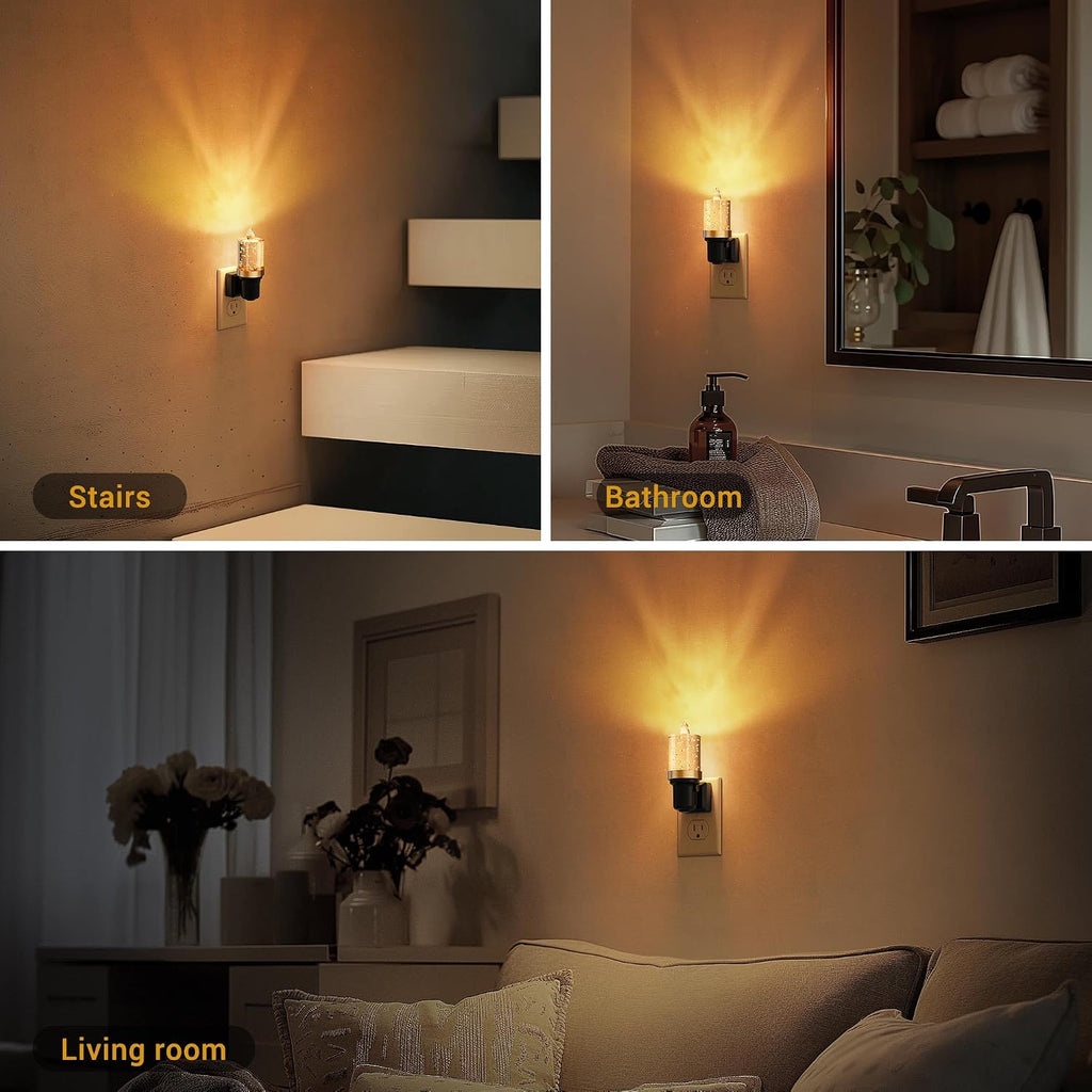 JandCase LED Night Light, Candle Night Lights Plug into Wall Amber, Auto On/Off Light Sensor Nightlight, 0-100LM Brightness Dimmbale…