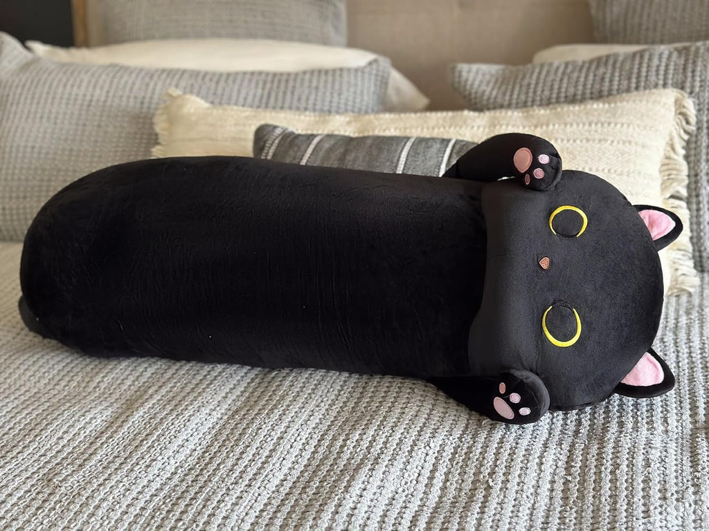 MaoGoLan Long Cat Body Pillow for Kids, 44'' Big Kitten Plush for Adults, Big Black Cat Stuffed Animal for Girl, Large Kitten Plush Throw…