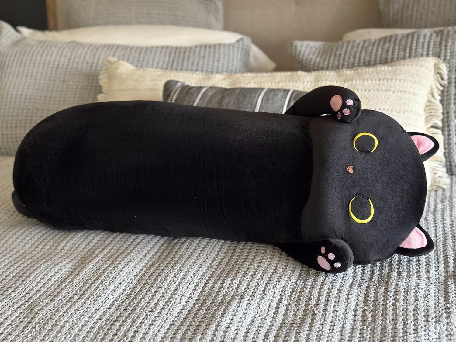 MaoGoLan Long Cat Body Pillow for Kids, 44'' Big Kitten Plush for Adults, Big Black Cat Stuffed Animal for Girl, Large Kitten Plush Throw…