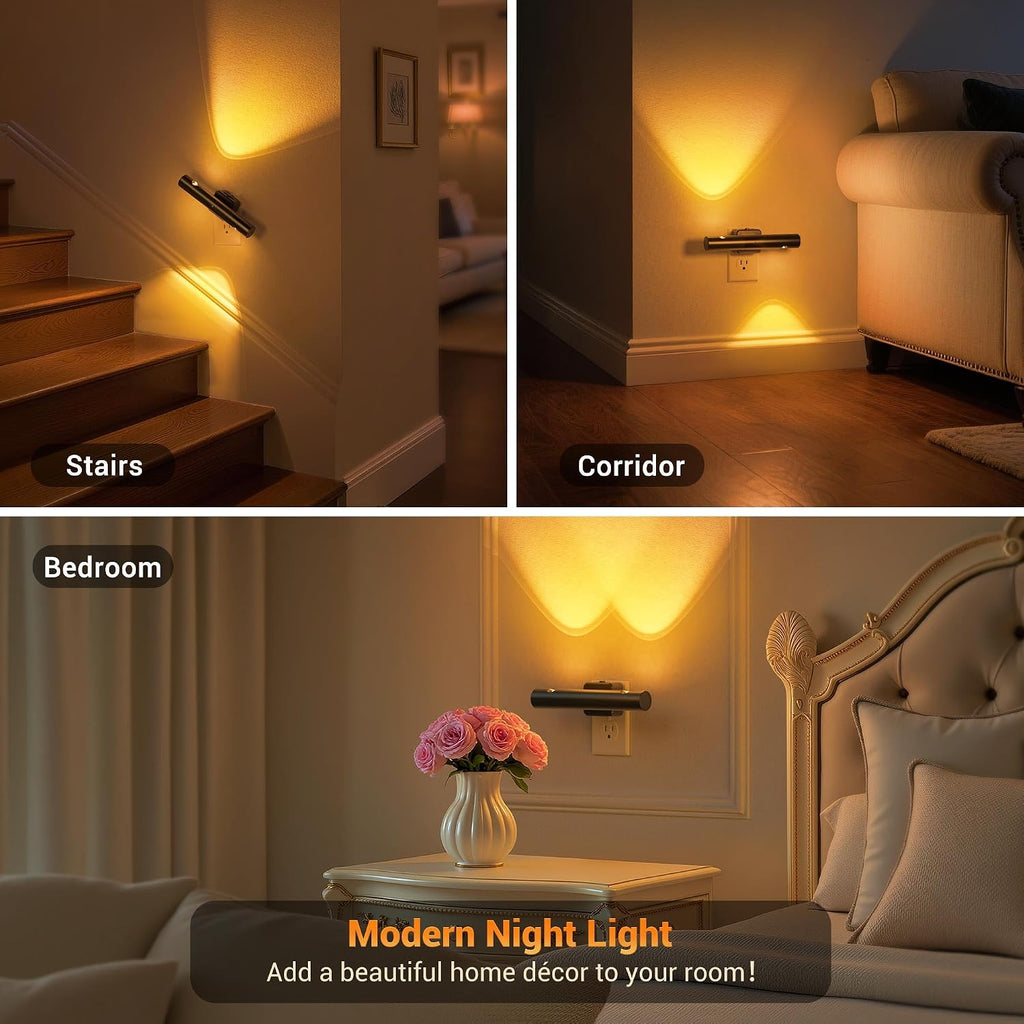 JandCase LED Amber Night Light, 180° Rotatable Night Lights Plug into Wall, 0-100LM Adjustable Brightness with Dusk-to-Dawn Sensor…