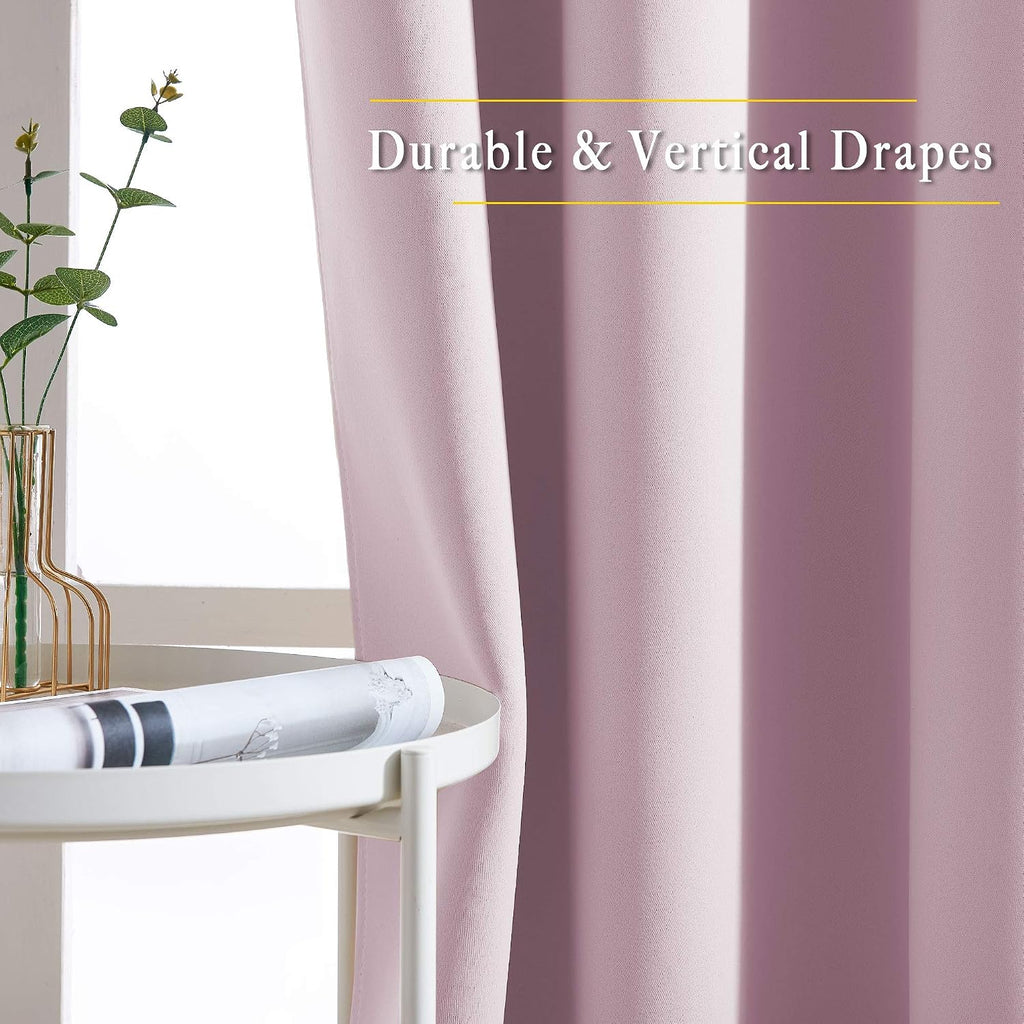 Nicetown Bedroom Curtains Room Darkening Draperies - Home Fashion Microfiber Thermal Insulated Solid Grommet Curtains for Kitchen (Lavender…