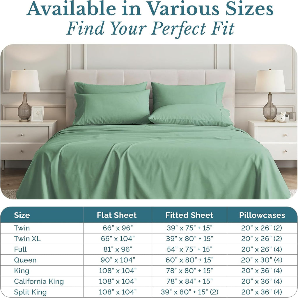 Casa Platino 100% Cotton Sheets Cal King, 6 Piece Bed Set with 500 Thread Count Silky Sateen Finish, Ideal for Everyday Use, 15 Inch Deep…