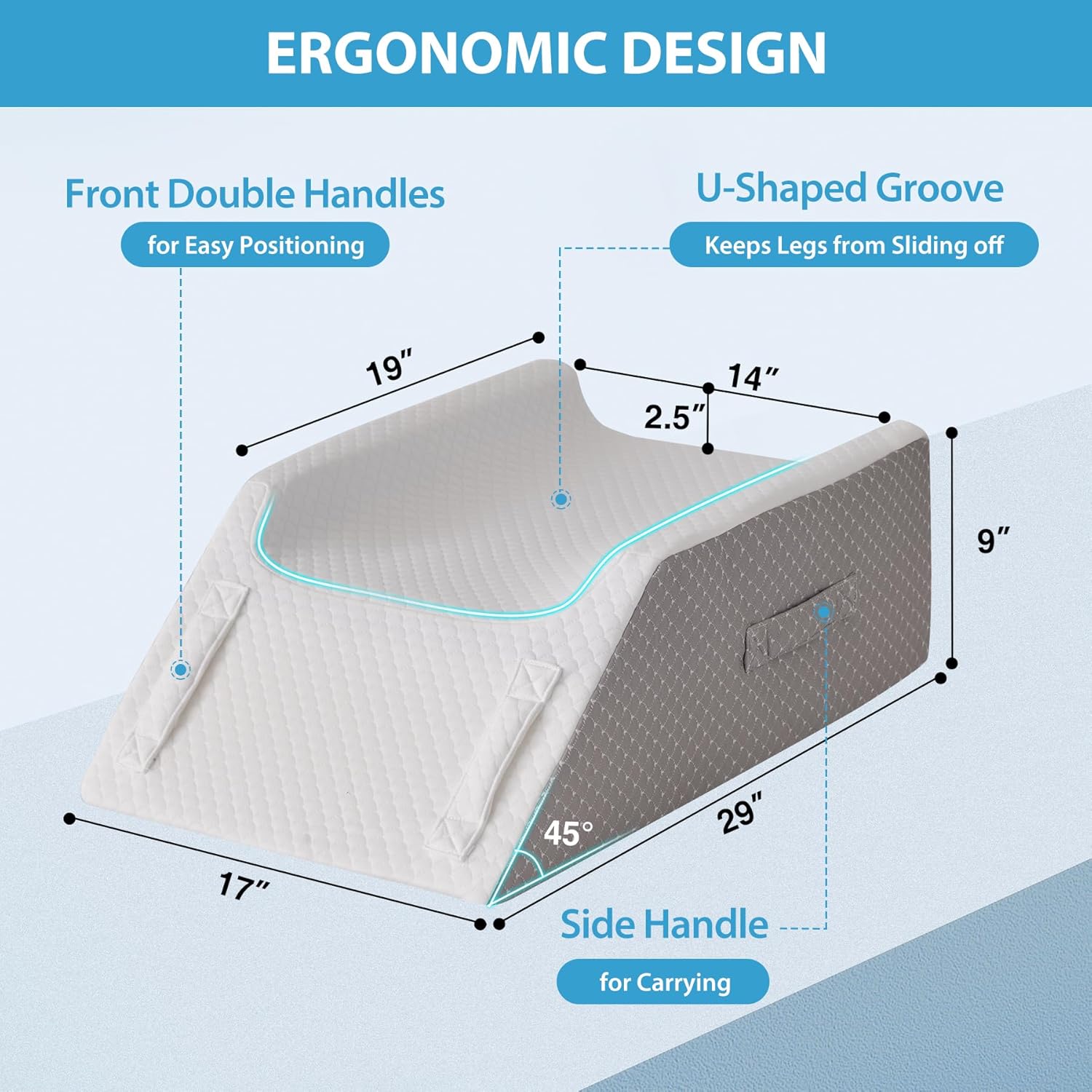 Megcxit Double Leg Elevation Pillows for After Surgery, Memory Foam Leg Elevating Pillow, Leg Pillow Elevation Blood Circulation, Knee Pill…