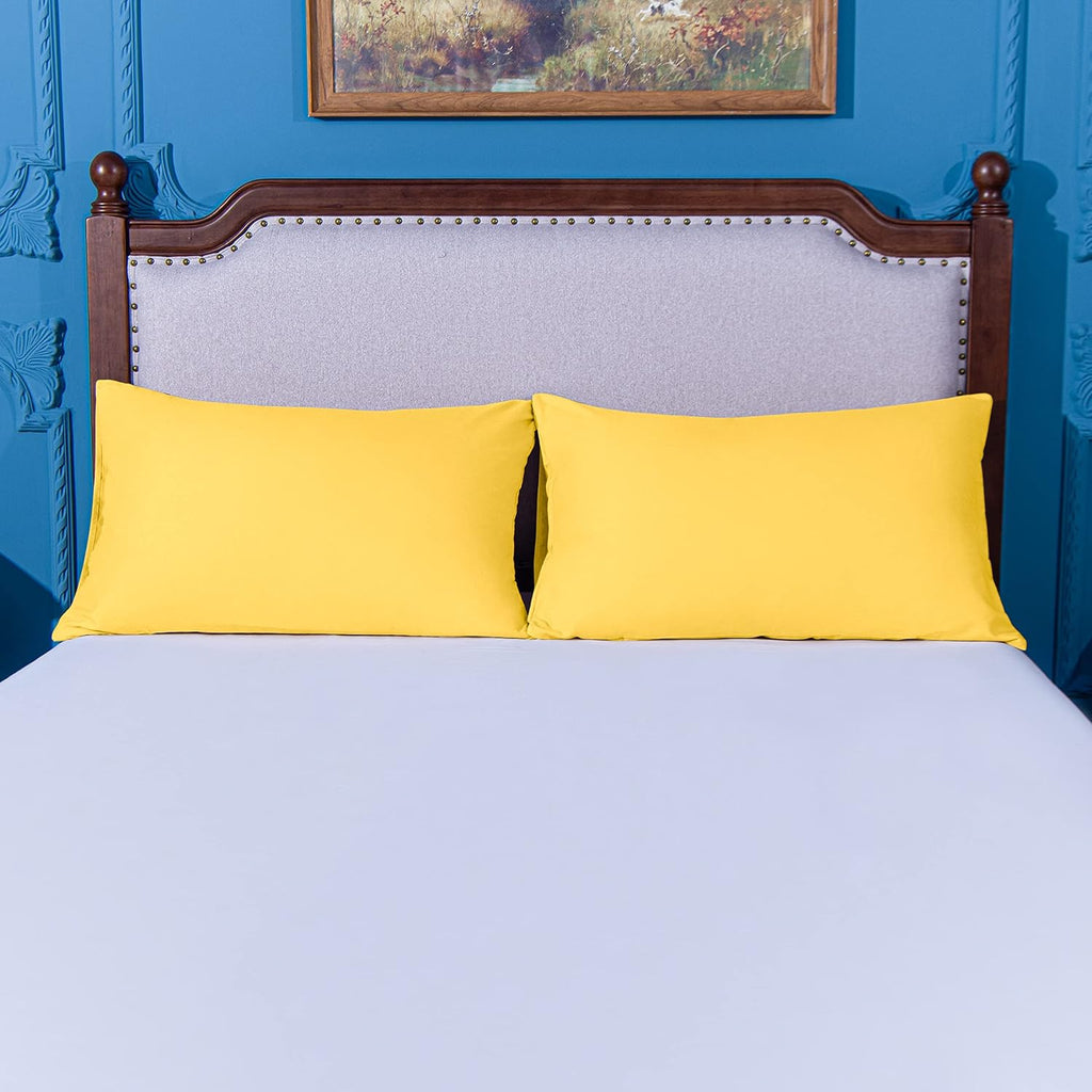 Ntbay Standard Pillowcase Set - 2 Pack Brushed Microfiber 20x26 Pillowcases - Soft, Wrinkle-Free, Fade-Resistant, Stain-Resistant, Yellow P…